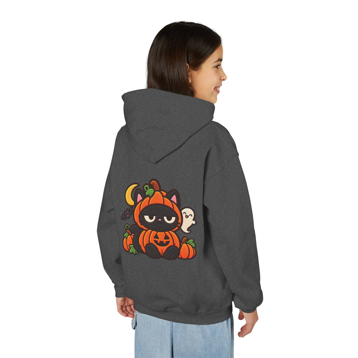 Unimpressed Halloween Cat - Pumpkin Hoodie