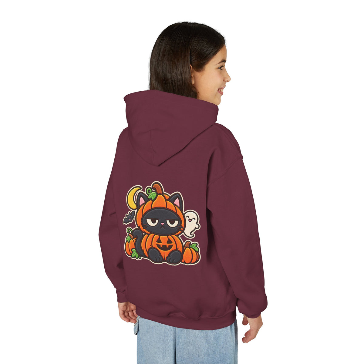 Unimpressed Halloween Cat - Pumpkin Hoodie