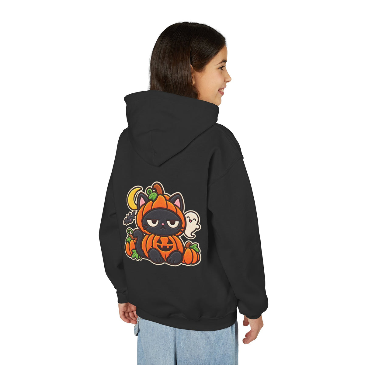 Unimpressed Halloween Cat - Pumpkin Hoodie