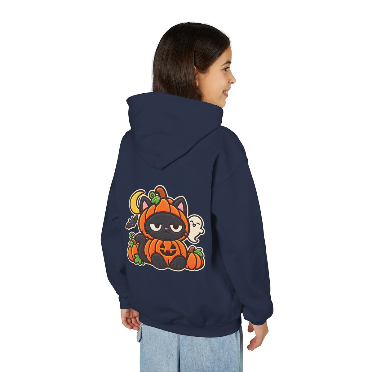 Unimpressed Halloween Cat - Pumpkin Hoodie