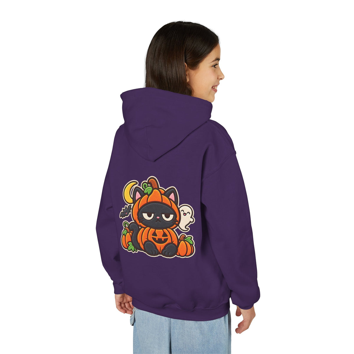 Unimpressed Halloween Cat - Pumpkin Hoodie