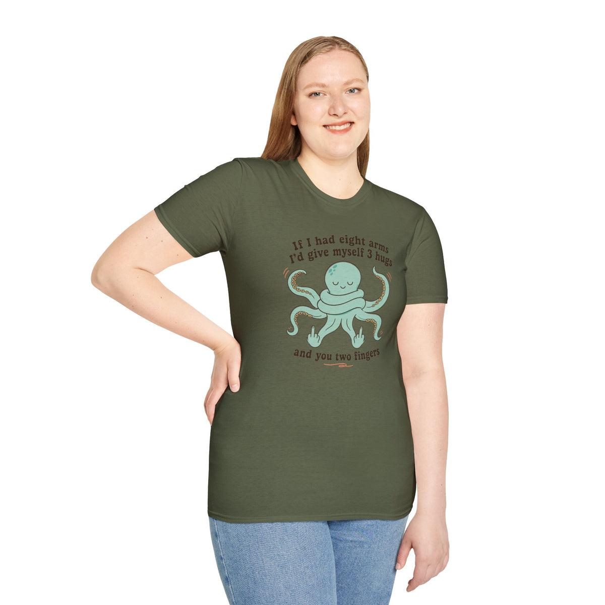 3 Hugs 2 Fingers - Sassy Octopus T-Shirt
