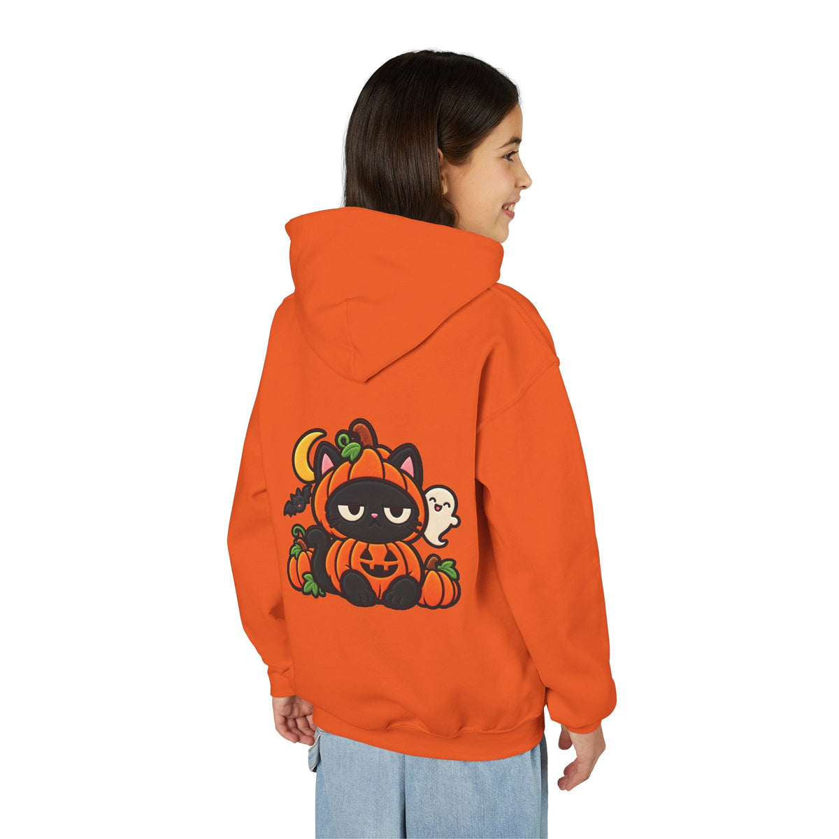 Unimpressed Halloween Cat - Pumpkin Hoodie